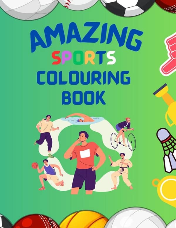 amazing sports colouring book cover