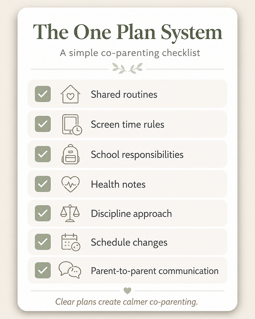 A one plan system checklist for co-parenting